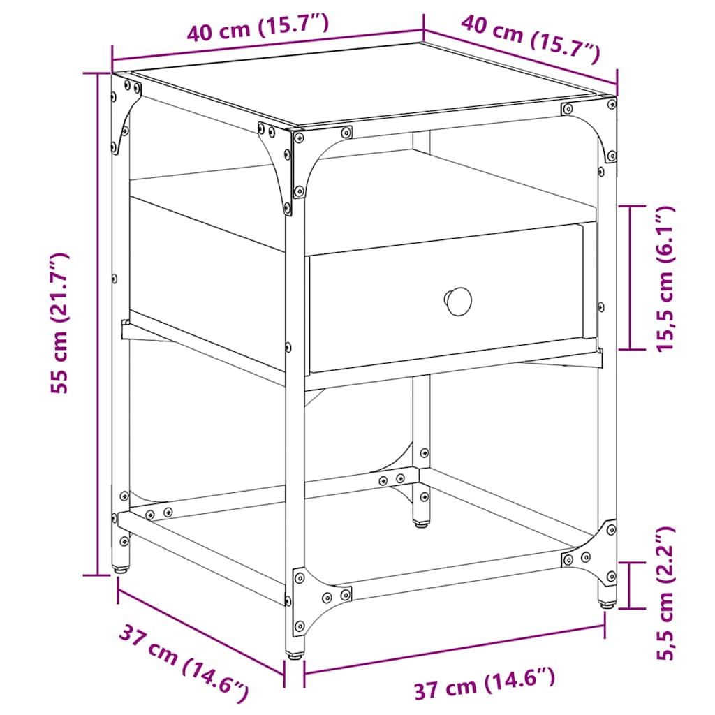 Nachttisch Braun Eichen-Optik 40x40x55 cm Holzwerkstoff